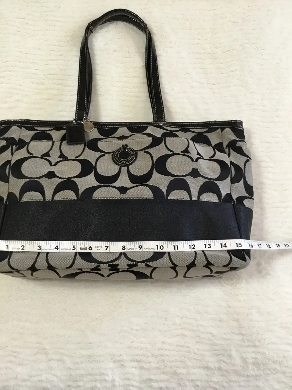 Coach COACH Signature Stripe Jacquard Diaper Baby Bag Tote Purse F19202